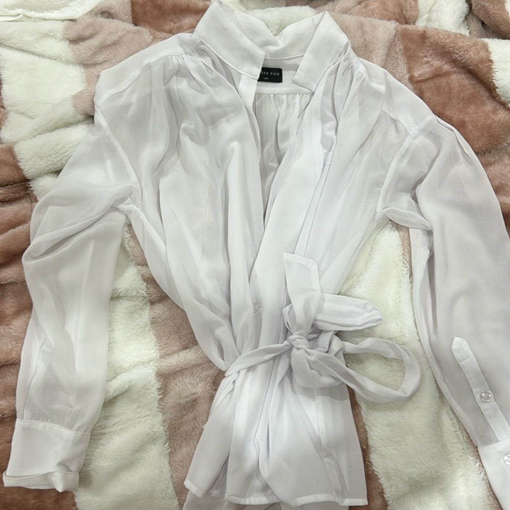 White fox sheer blouse size S/M